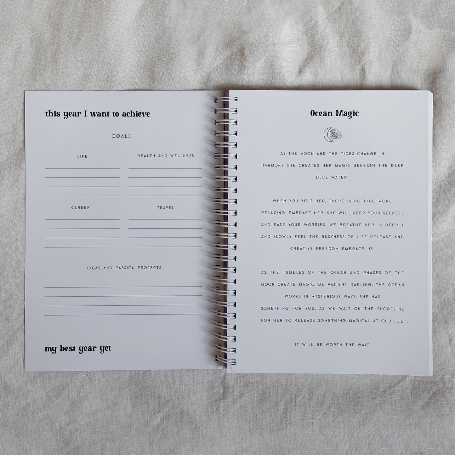 poem and year plan pages for 2025 conscious mae diary planner