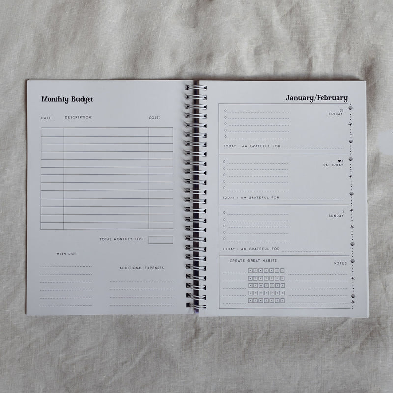 monthly budget page for 2025 conscious mae diary planner