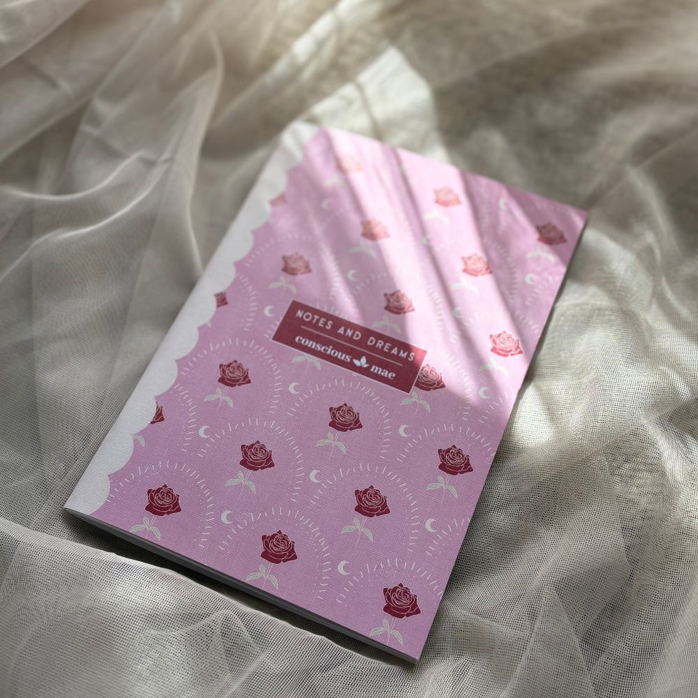 Vintage rose notebook in pink and red