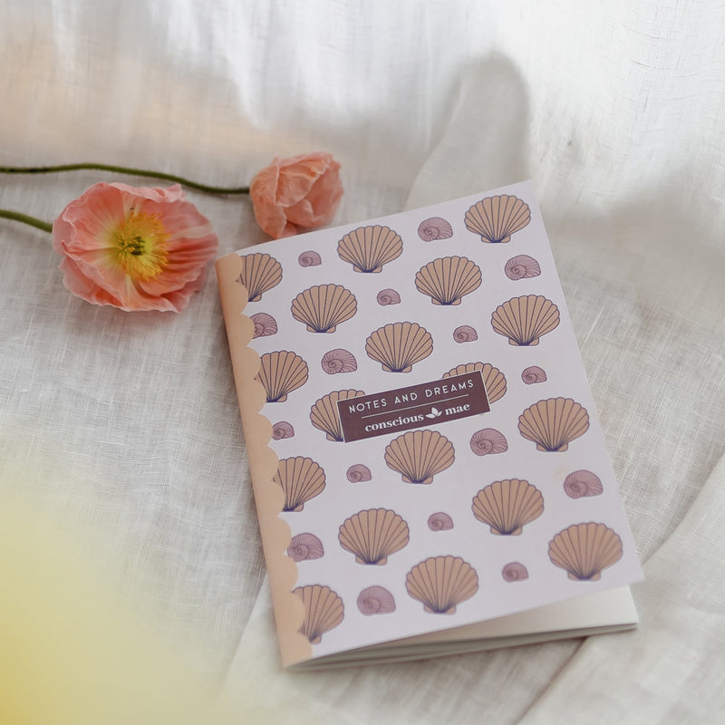 A5 Seashell notebook, Sandy Daze.